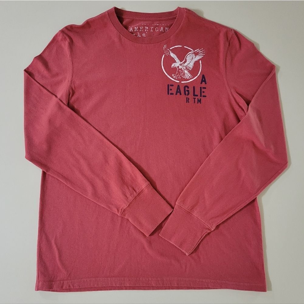 American Eagle Outfitters Men's Rust Vintage Fit Crew Long Sleeve Graphic Tee
